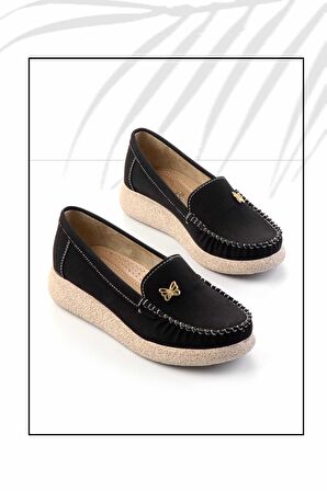 Siyah Nubuk  Kadın Loafer Ayakkabı K01823016001