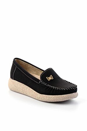 Siyah Nubuk  Kadın Loafer Ayakkabı K01823016001