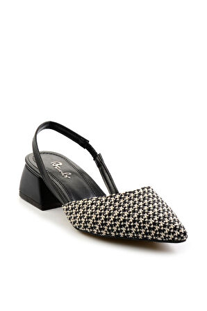 Siyah Keten  Kadın Klasik Topuklu Ayakkabı K01823122118