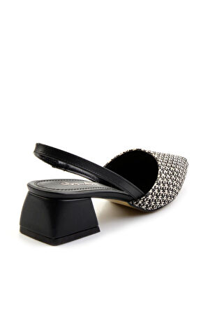 Siyah Keten  Kadın Klasik Topuklu Ayakkabı K01823122118