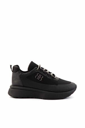 Siyah Platin Taşlı  Kadın Sneaker K01824212122