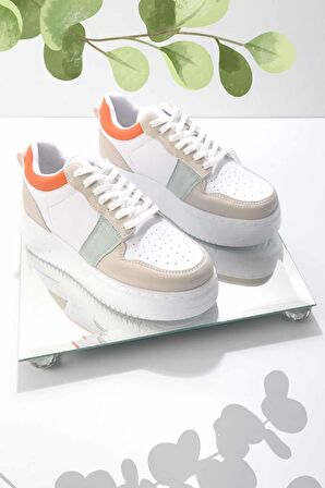 Bambi Beyaz Turuncu  Kadın Sneaker K01836001309