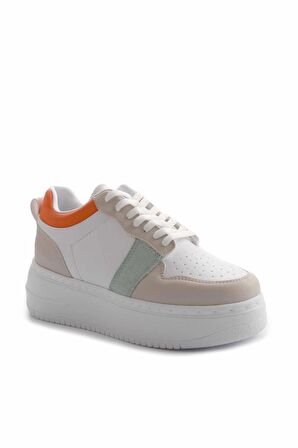 Bambi Beyaz Turuncu  Kadın Sneaker K01836001309