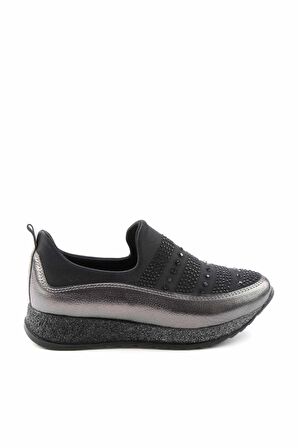 Bambi Siyah Platin Streç  Kadın Casual Ayakkabi K01839001717
