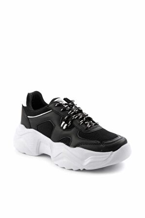 Bambi Siyah Beyaz  Kadın Sneaker K01876014309