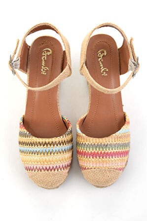 Çok Renkli  Kadın Dolgu Topuklu Ayakkabı K01874055565