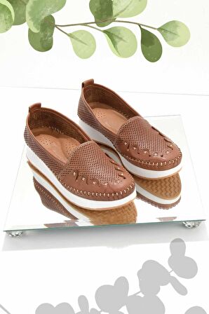Bambi Taba Hakiki Deri Kadın Casual Ayakkabi K01908845003