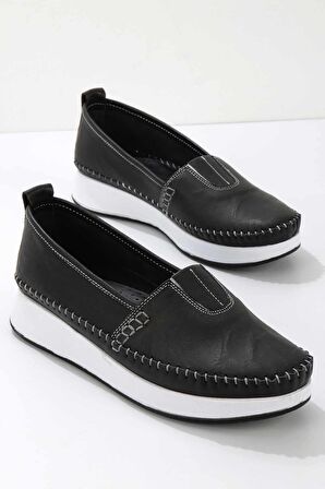 Bambi Siyah Hakiki Deri Kadın Casual Ayakkabi K01908008503