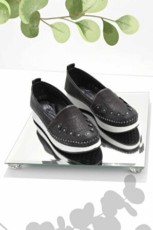 Bambi Siyah Hakiki Deri Kadın Casual Ayakkabi K01908845003