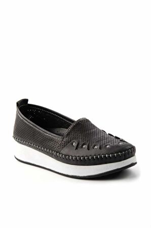 Bambi Siyah Hakiki Deri Kadın Casual Ayakkabi K01908845003