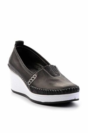 Siyah Hakiki Deri Kadın Casual Ayakkabı K01908004503