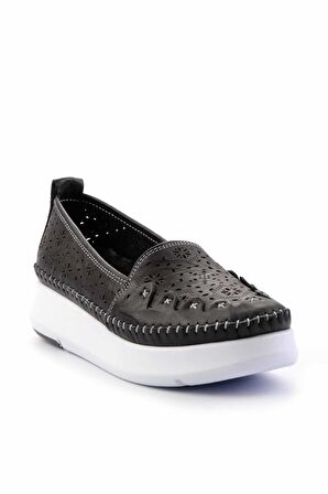 Siyah Hakiki Deri Kadın Casual Ayakkabı K01908005403