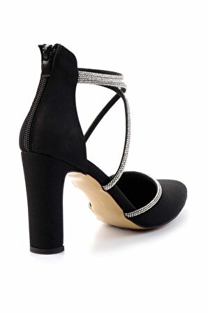 Mat Siyah Saten  Kadın Abiye Ayakkabı K01926032138