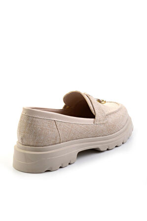 Bej Keten  Kadın Loafer Ayakkabı K01997010518