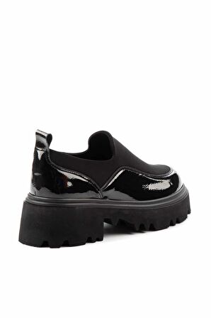 Siyah Kırışık Rugan  Kadın Casual Ayakkabı K01997010408