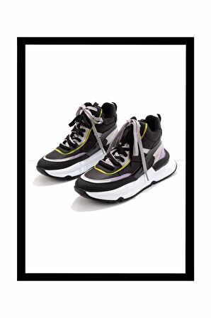 Siyah Lila Paraşüt  Kadın Sneaker K01991116067