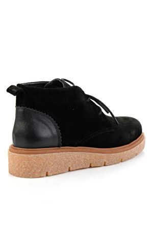 Siyah Hakiki Deri Kadın Bot & Bootie K02028011002