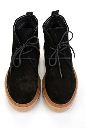 Siyah Hakiki Deri Kadın Bot & Bootie K02028011002