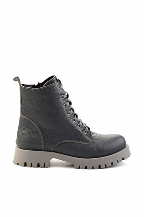 Gri Hakiki Deri Kadın Bot & Bootie K02028800803