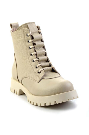 Bej Hakiki Deri Kadın Bot & Bootie K02028800803