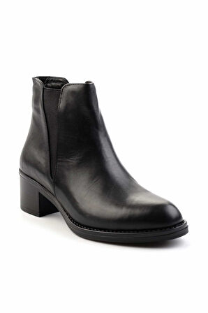 Siyah Hakiki Deri Kadın Bot & Bootie K02028127203