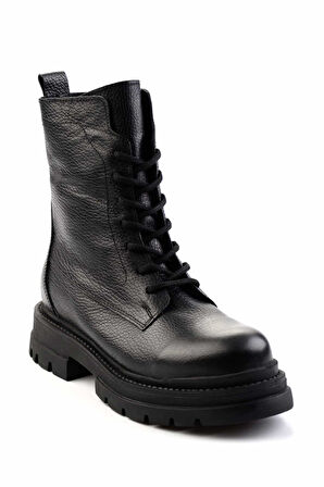 Siyah Hakiki Deri Kadın Bot & Bootie K02028600603