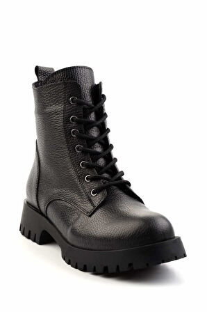 Siyah Hakiki Deri Kadın Bot & Bootie K02028700703