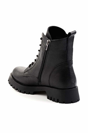Siyah Hakiki Deri Kadın Bot & Bootie K02028700703