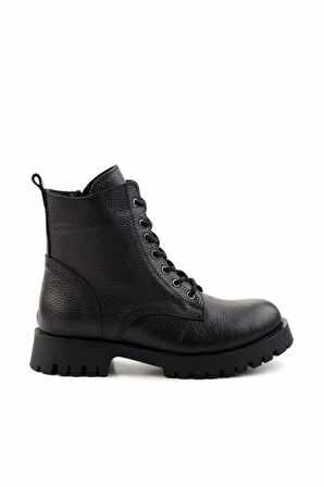 Siyah Hakiki Deri Kadın Bot & Bootie K02028700703