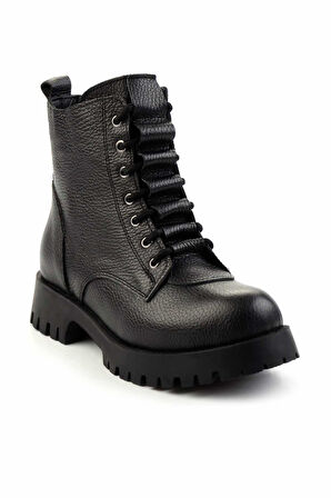 Siyah Hakiki Deri Kadın Bot & Bootie K02028800803