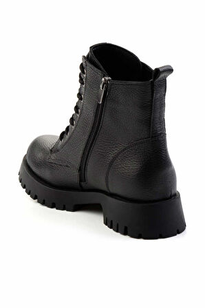 Siyah Hakiki Deri Kadın Bot & Bootie K02028800803