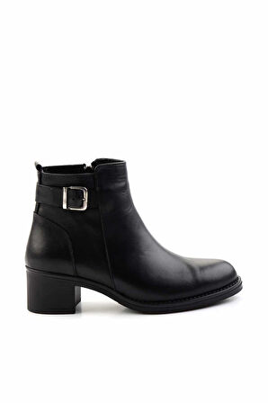 Siyah Hakiki Deri Kadın Bot & Bootie K02028500503