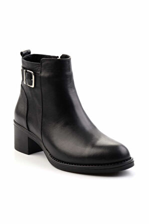 Siyah Hakiki Deri Kadın Bot & Bootie K02028500503
