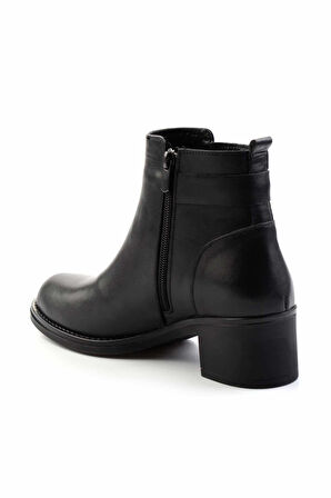 Siyah Hakiki Deri Kadın Bot & Bootie K02028500503