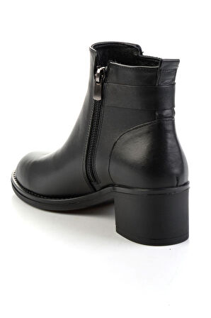 Siyah Siyah Hakiki Deri Kadın Bot & Bootie K02028733703