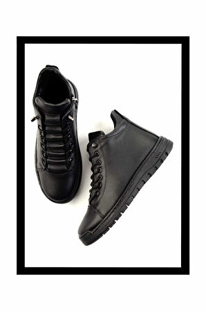 Siyah Hakiki Deri Kadın Bot & Bootie K02031311303