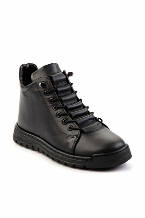 Siyah Hakiki Deri Kadın Bot & Bootie K02031311303