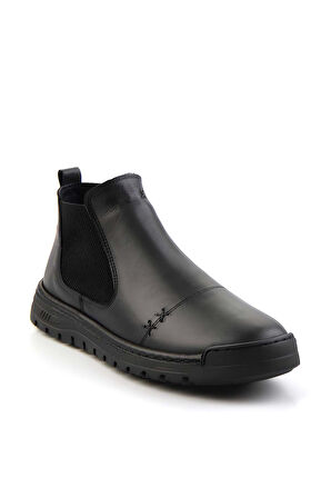 Siyah Hakiki Deri Kadın Bot & Bootie K02031401503