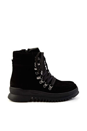 Siyah Süet Hakiki Deri Kadın Bot & Bootie K02032150502