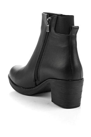 Siyah Hakiki Deri Kadın Bot & Bootie K02040500203