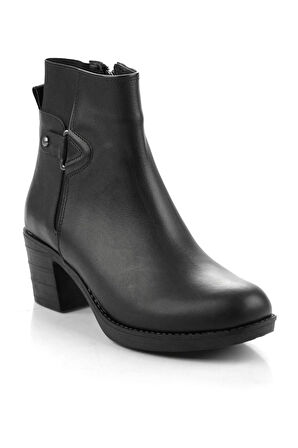 Siyah Hakiki Deri Kadın Bot & Bootie K02040500203
