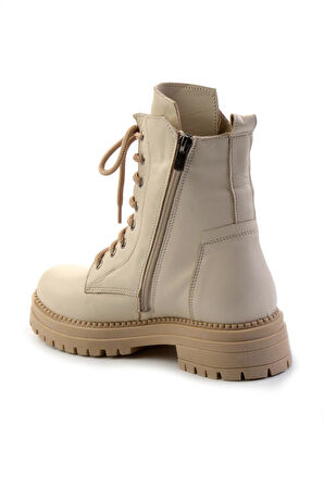 Bej Hakiki Deri Kadın Bot & Bootie K02040451203