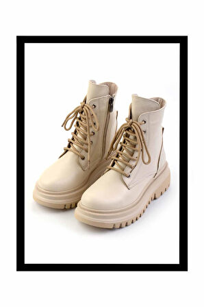 Bej Hakiki Deri Kadın Bot & Bootie K02040870103