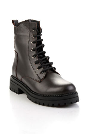 Kahve Hakiki Deri Kadın Bot & Bootie K02040451203