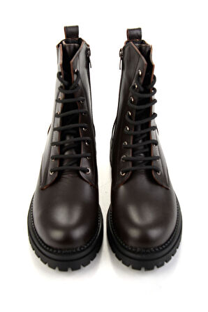 Kahve Hakiki Deri Kadın Bot & Bootie K02040451203