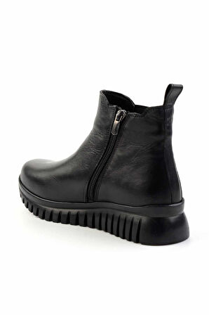 Siyah Hakiki Deri Kadın Bot & Bootie K02040451003