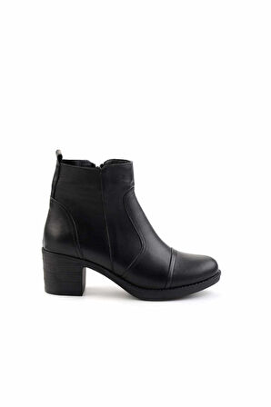 Siyah Hakiki Deri Kadın Bot & Bootie K02040451503
