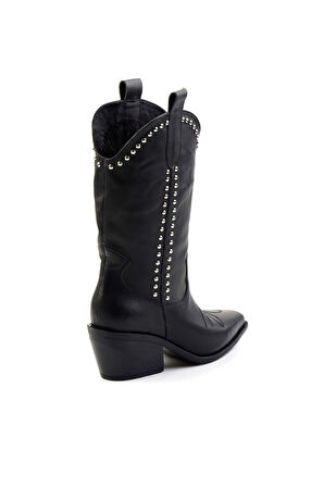 Siyah Hakiki Deri Kadın Bot & Bootie K02041200003
