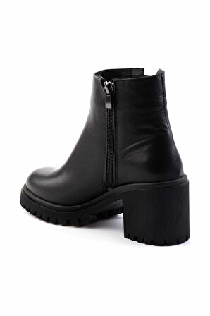Siyah Hakiki Deri Kadın Bot & Bootie K02041200303
