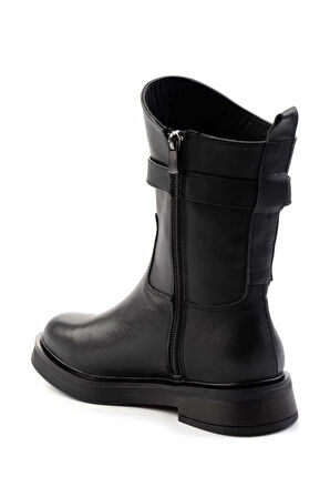 Siyah Hakiki Deri Kadın Bot & Bootie K02041200703